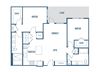 Two bedroom two bathroom floorplan image at Jada Legacy Central Apartments in Plano, TX